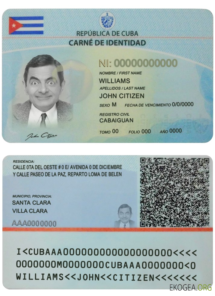 Carte d'identité de Cuba